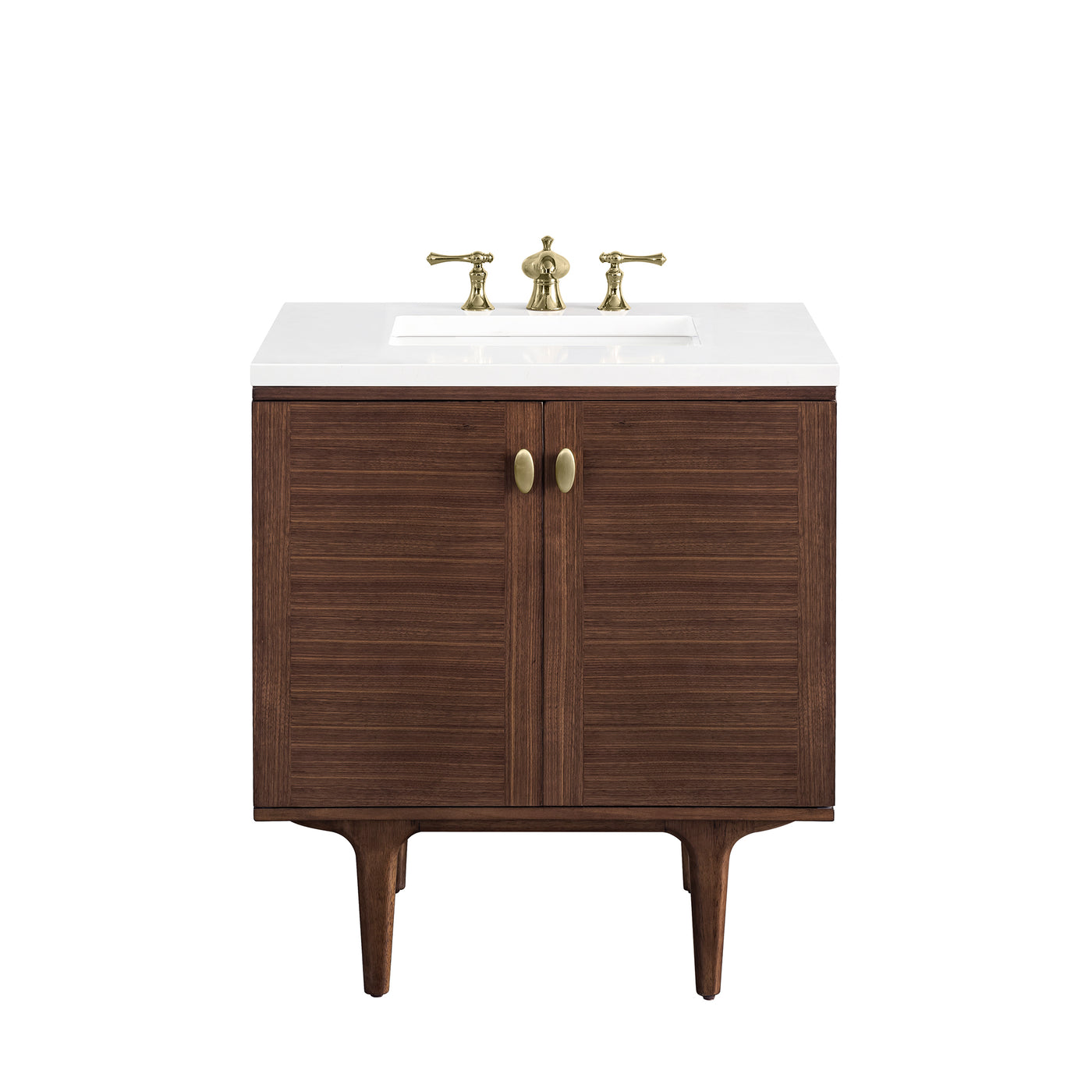 James Martin Amberly 30" Dual Mount Single Bathroom Vanity, Mid-Century Walnut, view 34