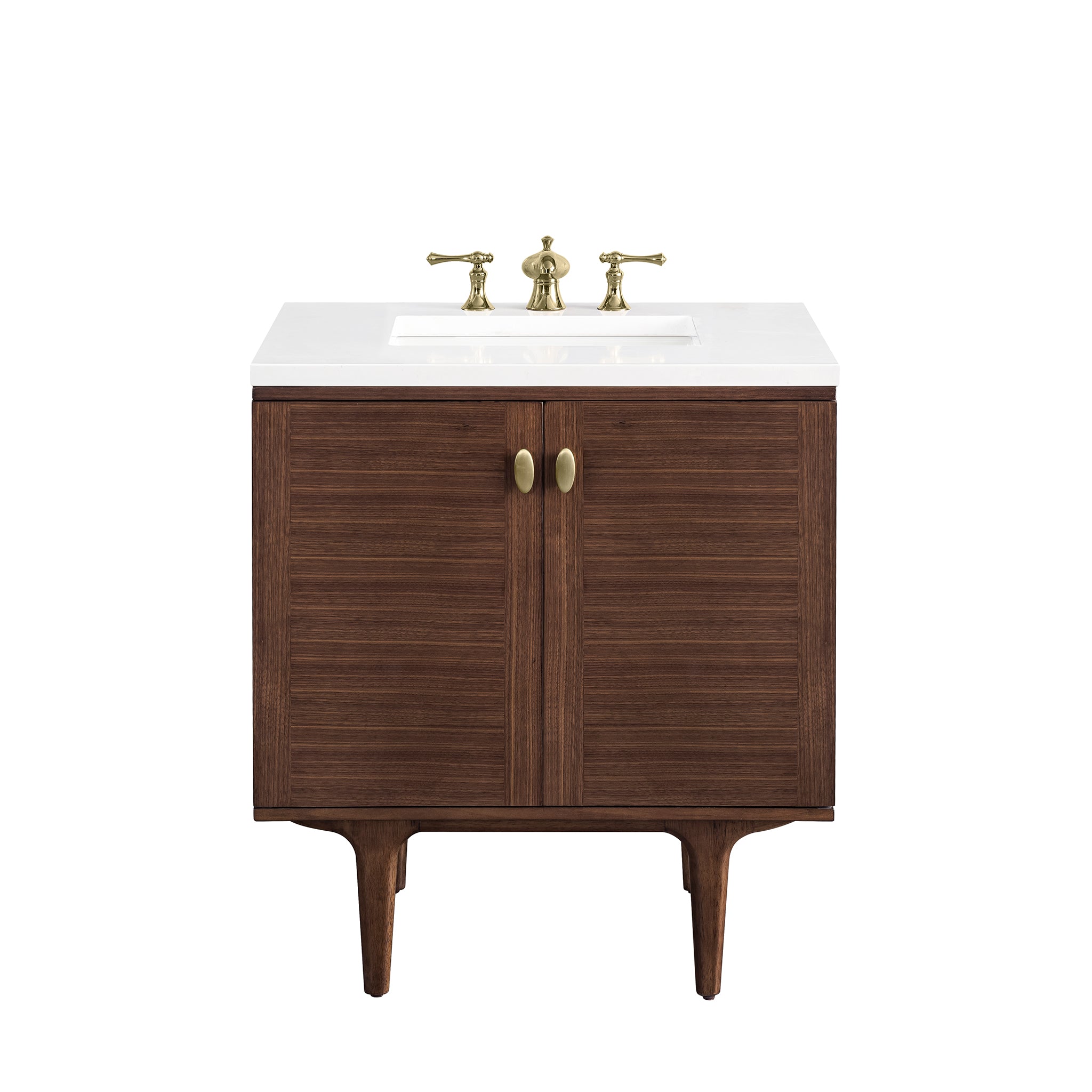 James Martin Amberly 30" Dual Mount Single Bathroom Vanity, Mid-Century Walnut, view 34