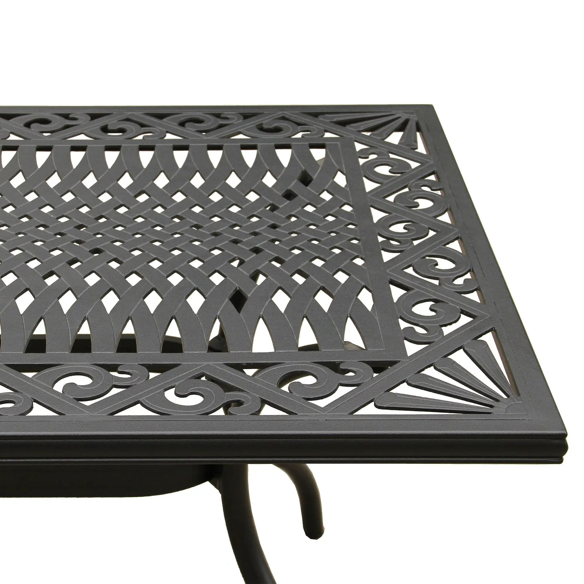 Ornate Outdoor Mesh Aluminum Black 68-in Rectangle Patio Dining Table by Sharicks