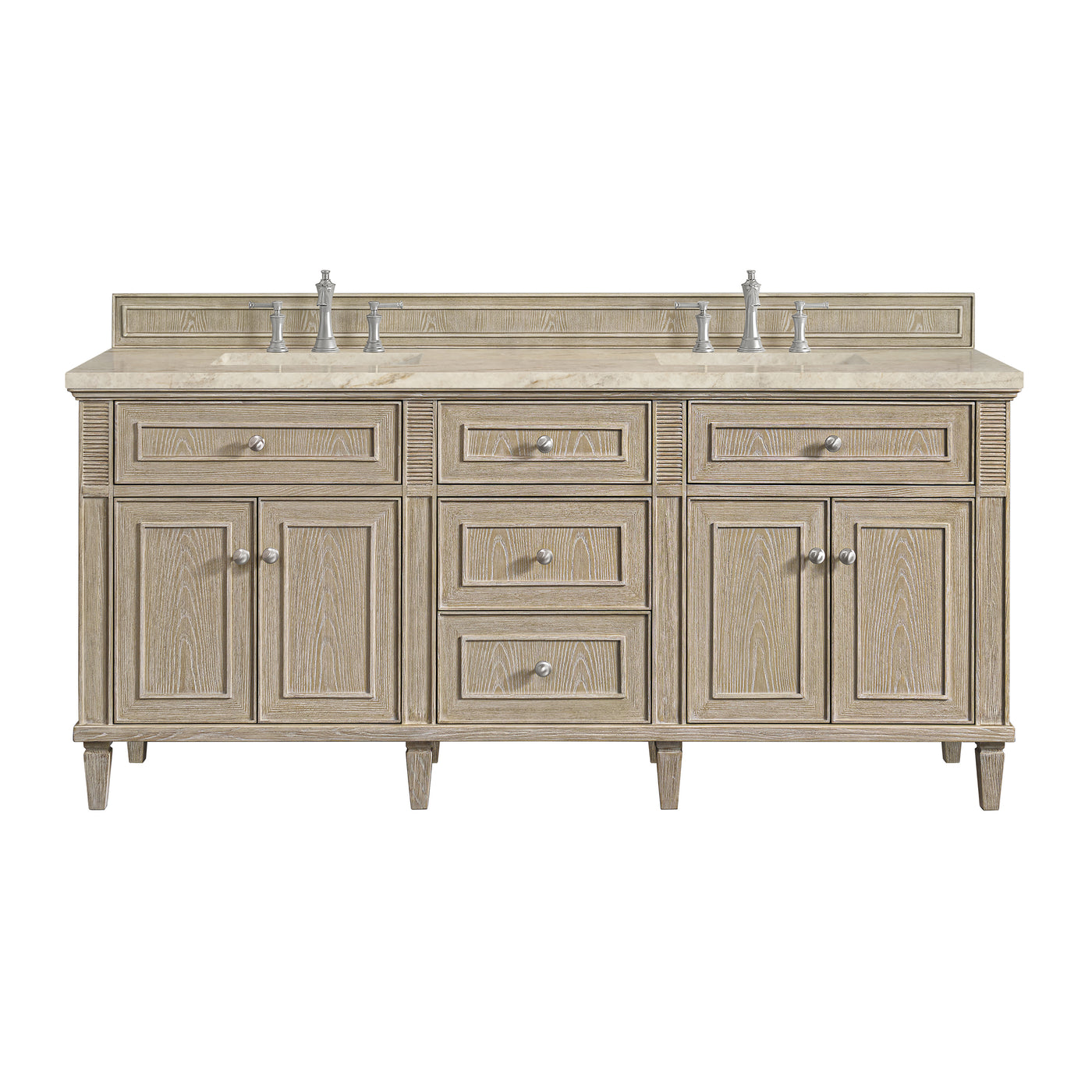 James Martin Lorelai 72" Double Bathroom Vanity, Whitewashed Oak with Tajnar countertop