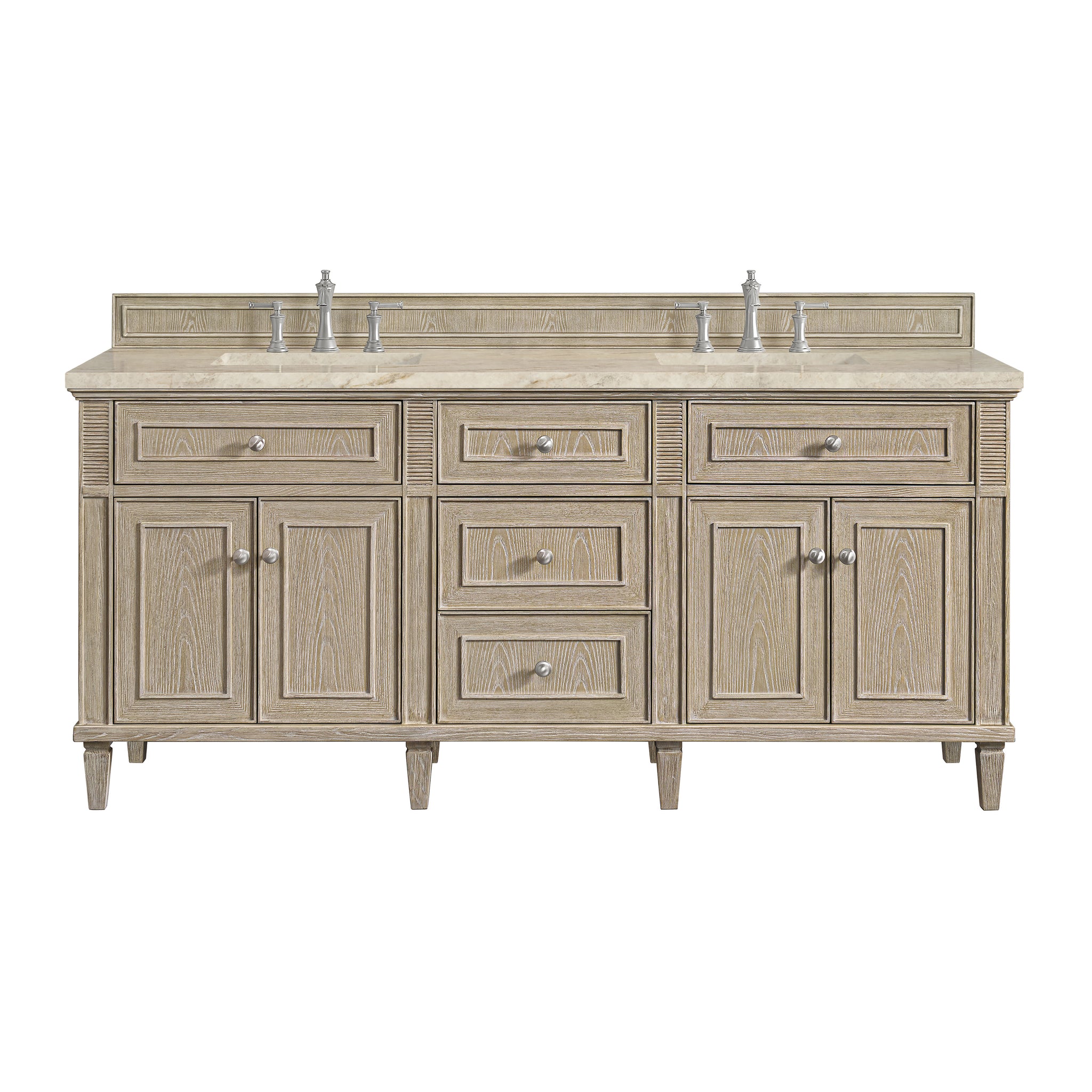 James Martin Lorelai 72" Double Bathroom Vanity, Whitewashed Oak with Tajnar countertop