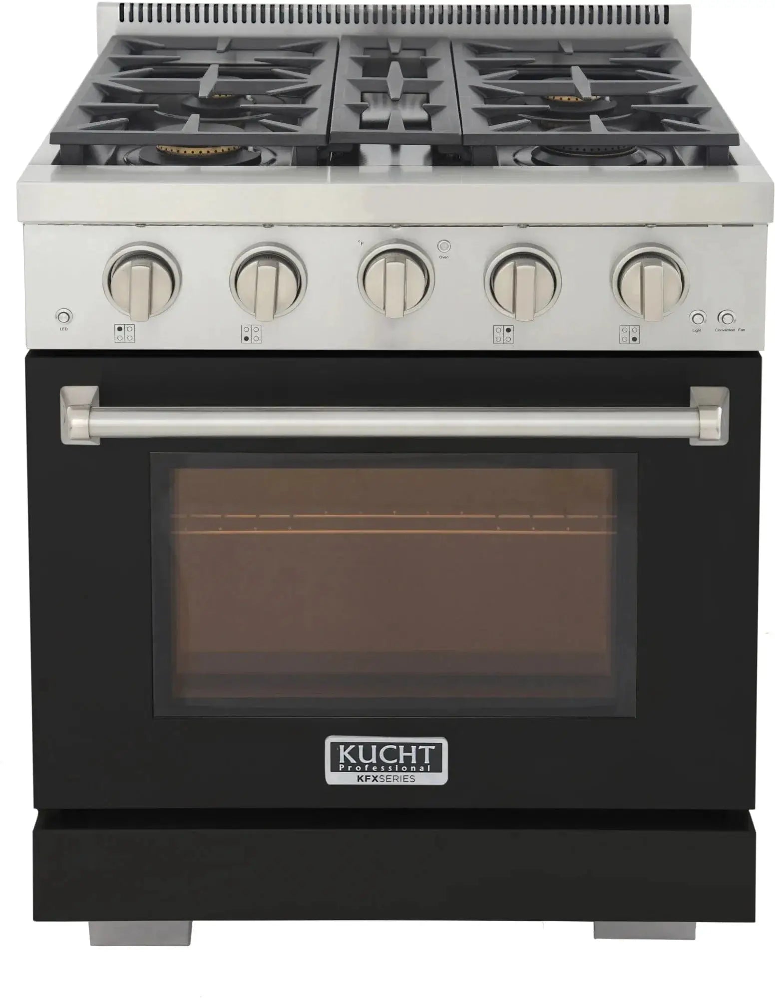 Kucht 30" Freestanding Professional Gas Range Liquid Propane KFX3000X/LP-BK by Farmhouse Kitchen and Bath