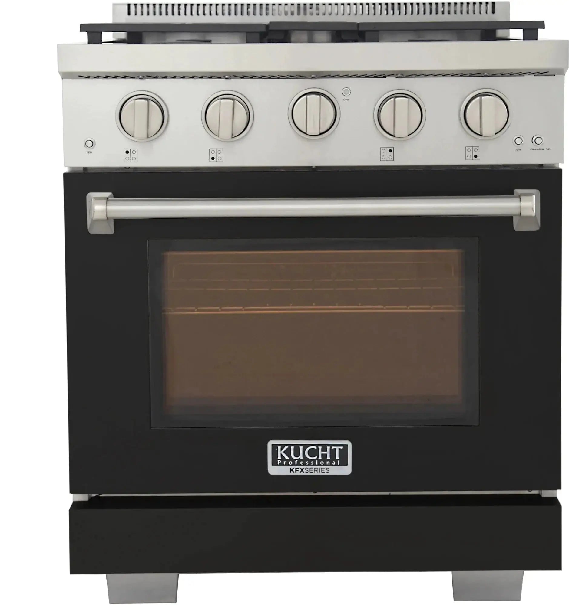 Kucht 30" Freestanding Professional Gas Range Liquid Propane KFX3000X/LP-BK by Farmhouse Kitchen and Bath
