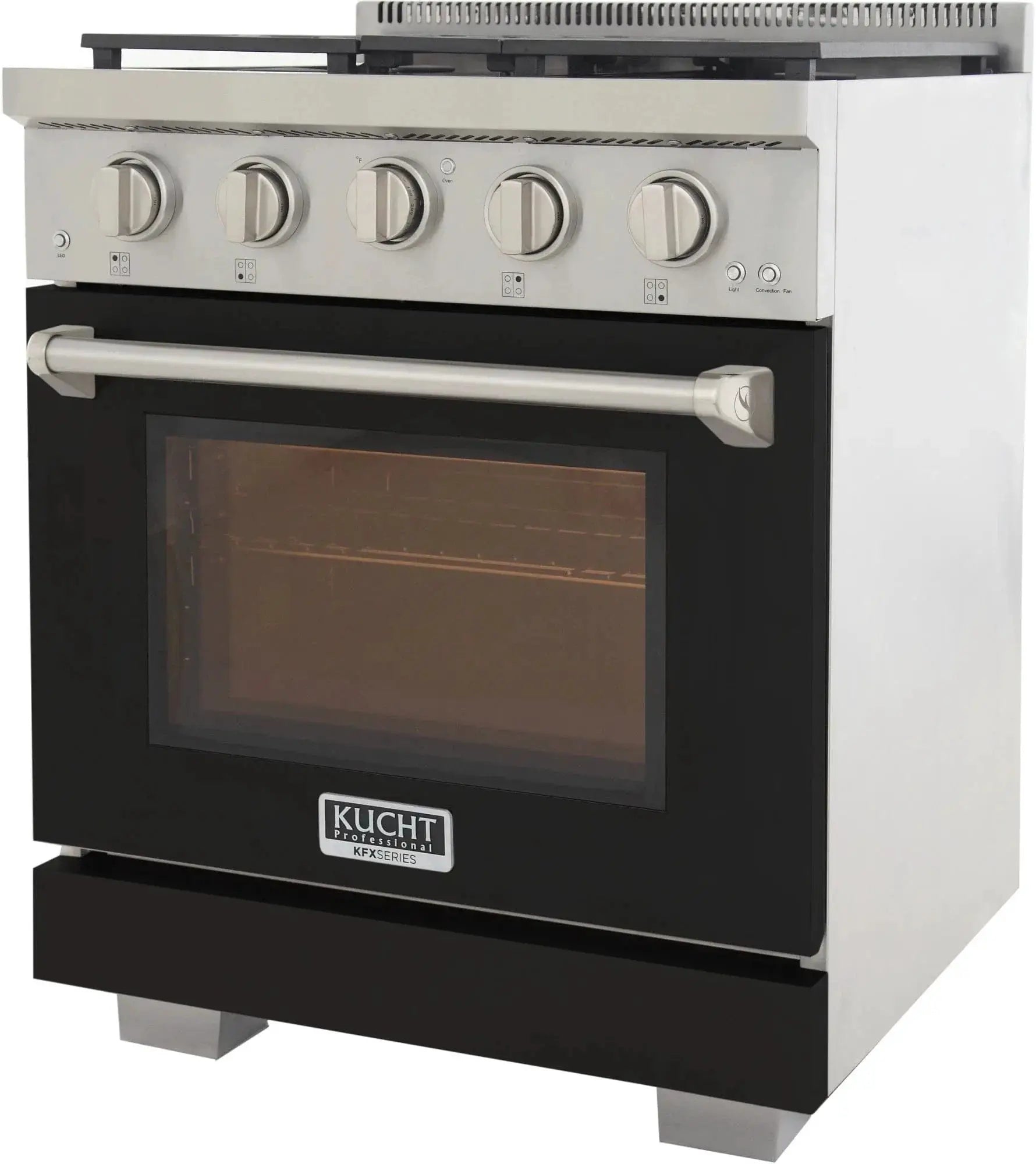 Kucht 30" Freestanding Professional Gas Range KFX3000X-BK by Farmhouse Kitchen and Bath