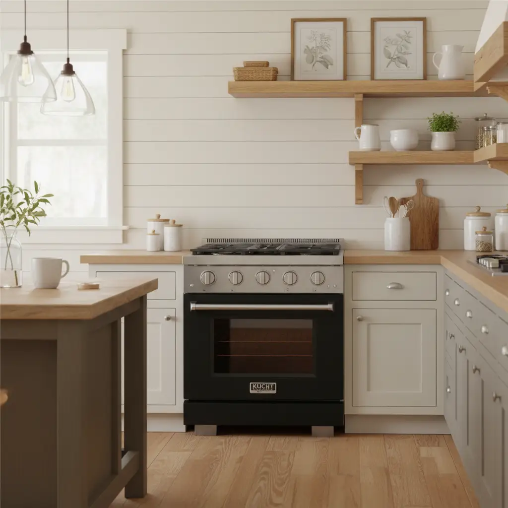 Kucht 30" Freestanding Professional Gas Range Liquid Propane KFX3000X/LP-BK by Farmhouse Kitchen and Bath