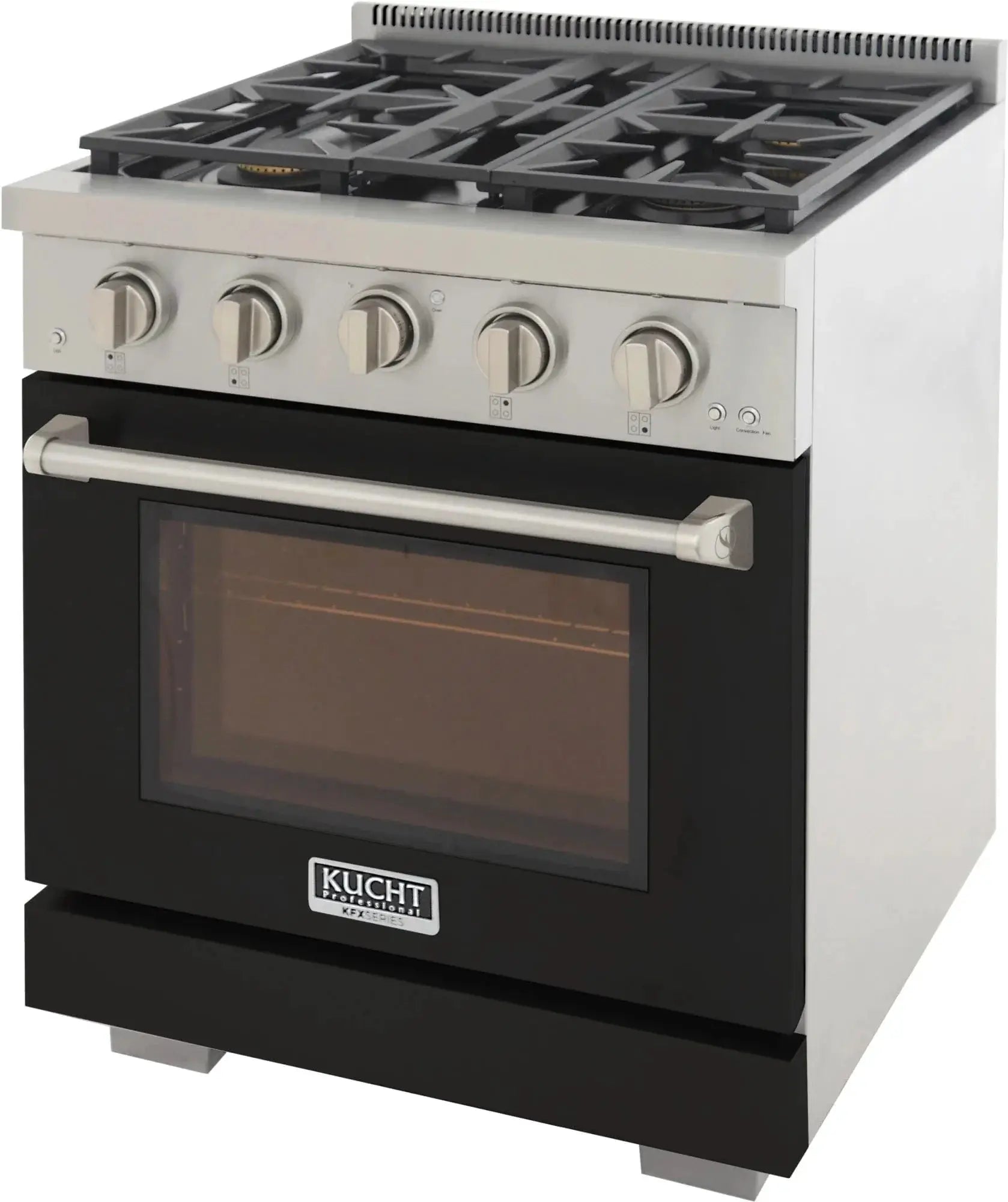 Kucht 30" Freestanding Professional Gas Range KFX3000X-BK by Farmhouse Kitchen and Bath