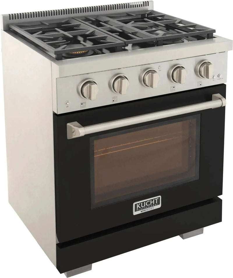 Kucht 30" Freestanding Professional Gas Range KFX3000X-BK by Farmhouse Kitchen and Bath