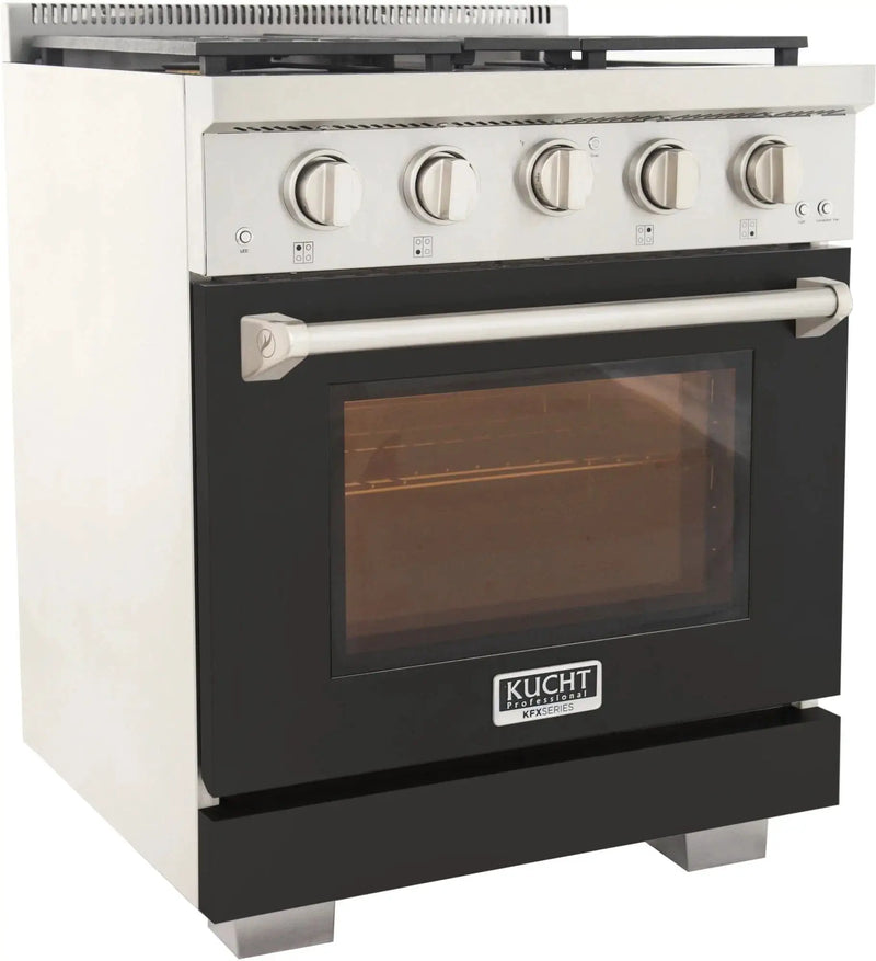 Kucht 30" Freestanding Professional Gas Range KFX3000X-BK by Farmhouse Kitchen and Bath