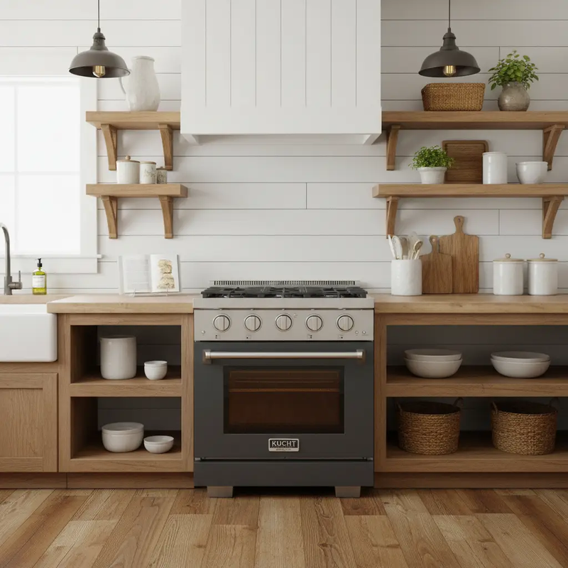Kucht 30" Freestanding Professional Gas Range KFX3000X-GY by Farmhouse Kitchen and Bath