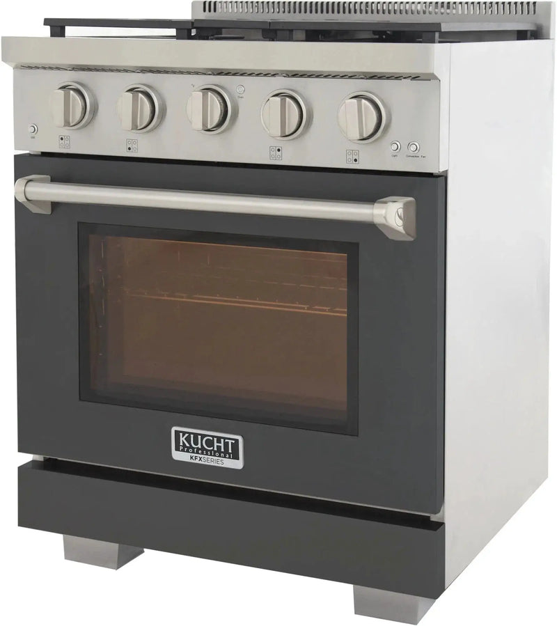 Kucht 30" Freestanding Professional Gas Range Liquid Propane KFX3000X/LP-GY by Farmhouse Kitchen and Bath