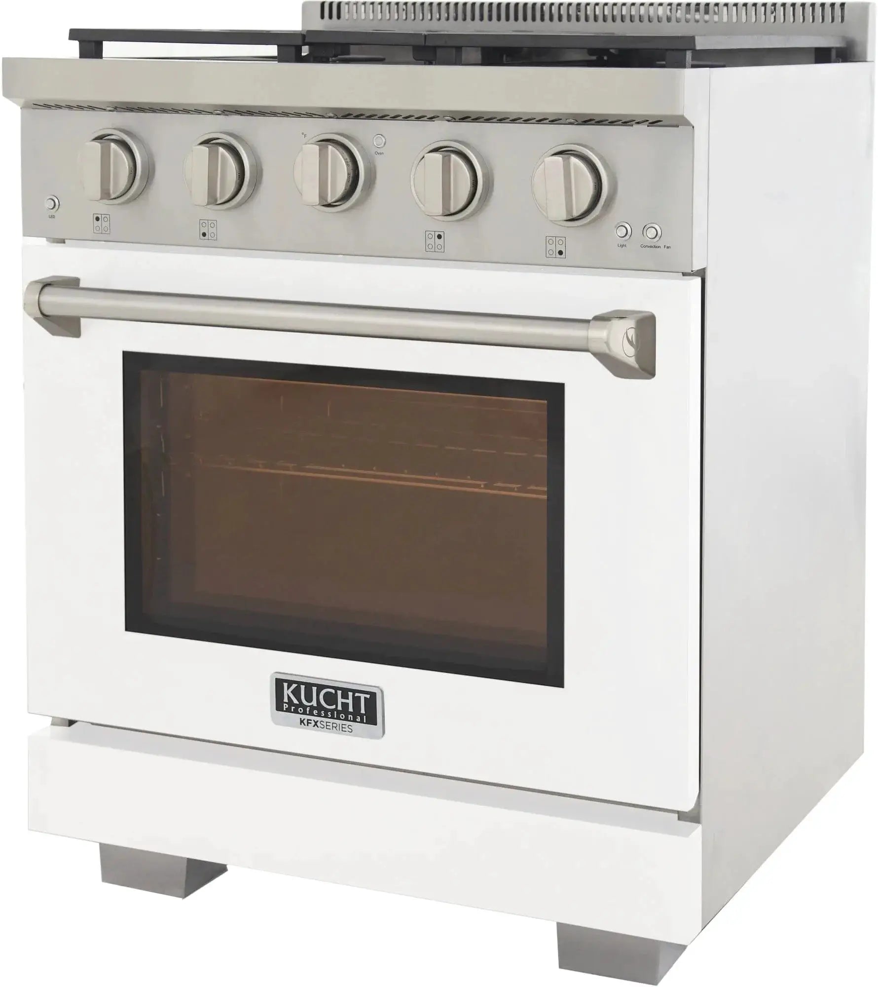 Kucht 30" Freestanding Professional Gas Range Liquid Propane KFX3000X/LP-W by Farmhouse Kitchen and Bath