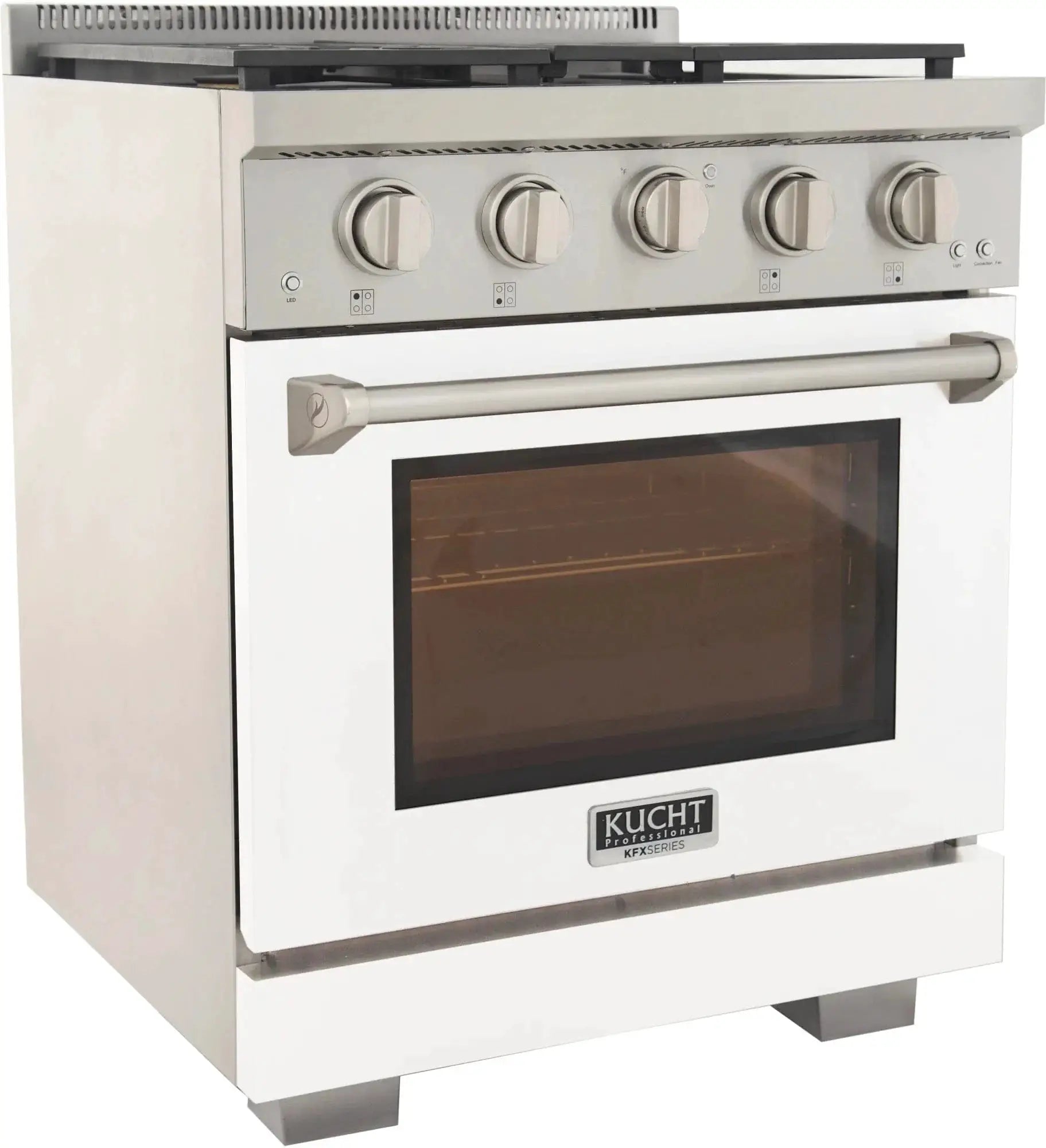 Kucht 30" Freestanding Professional Gas Range Liquid Propane KFX3000X/LP-W by Farmhouse Kitchen and Bath