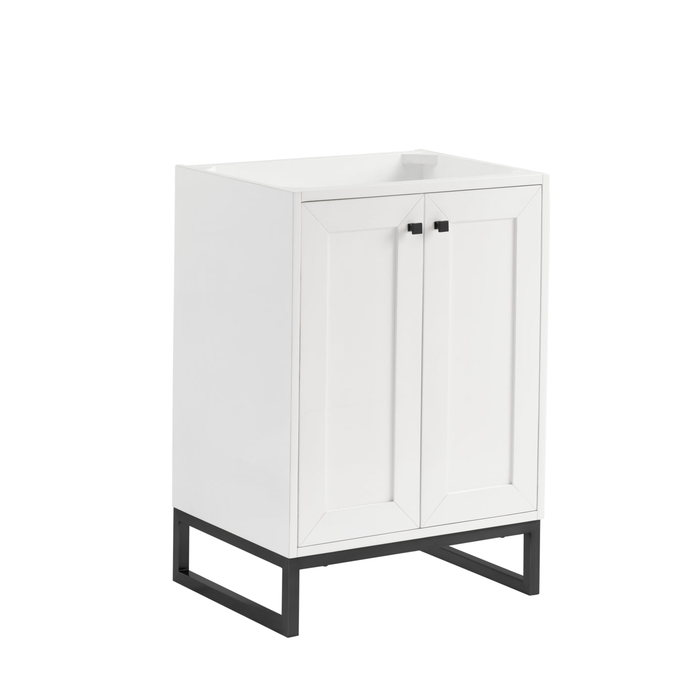 James Martin Chianti 24" Single Bathroom Vanity, Glossy White with Select Your Top (Matte Black) countertop