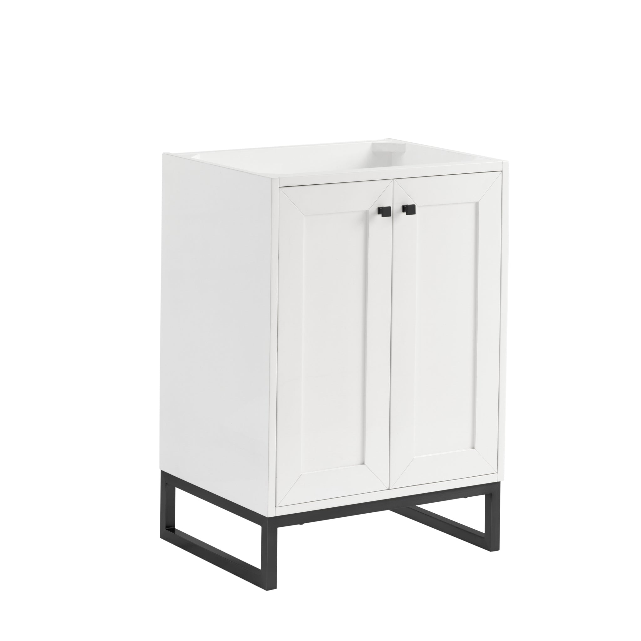 James Martin Chianti 24" Single Bathroom Vanity, Glossy White with Select Your Top (Matte Black) countertop