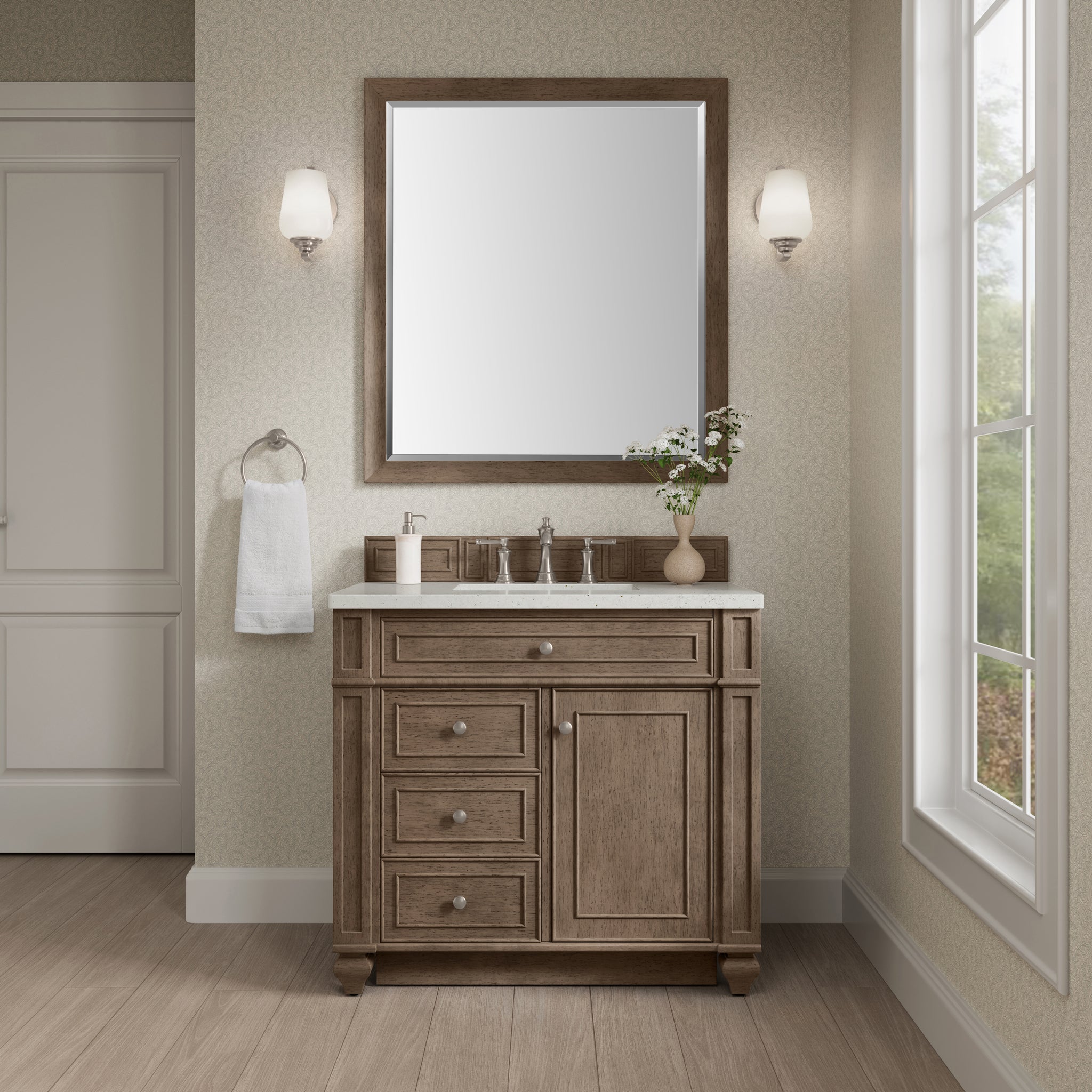 James Martin Bristol 36" Single Bathroom Vanity, Whitewashed Walnut, view 17
