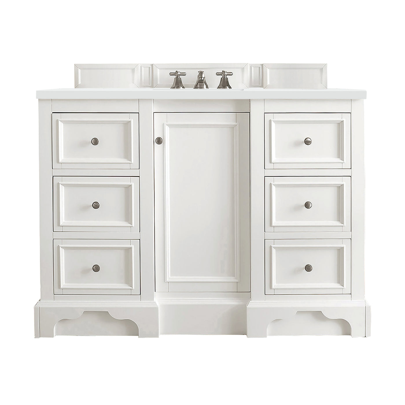 James Martin De Soto 48" Single Bathroom Vanity, Bright White with White Zeus countertop