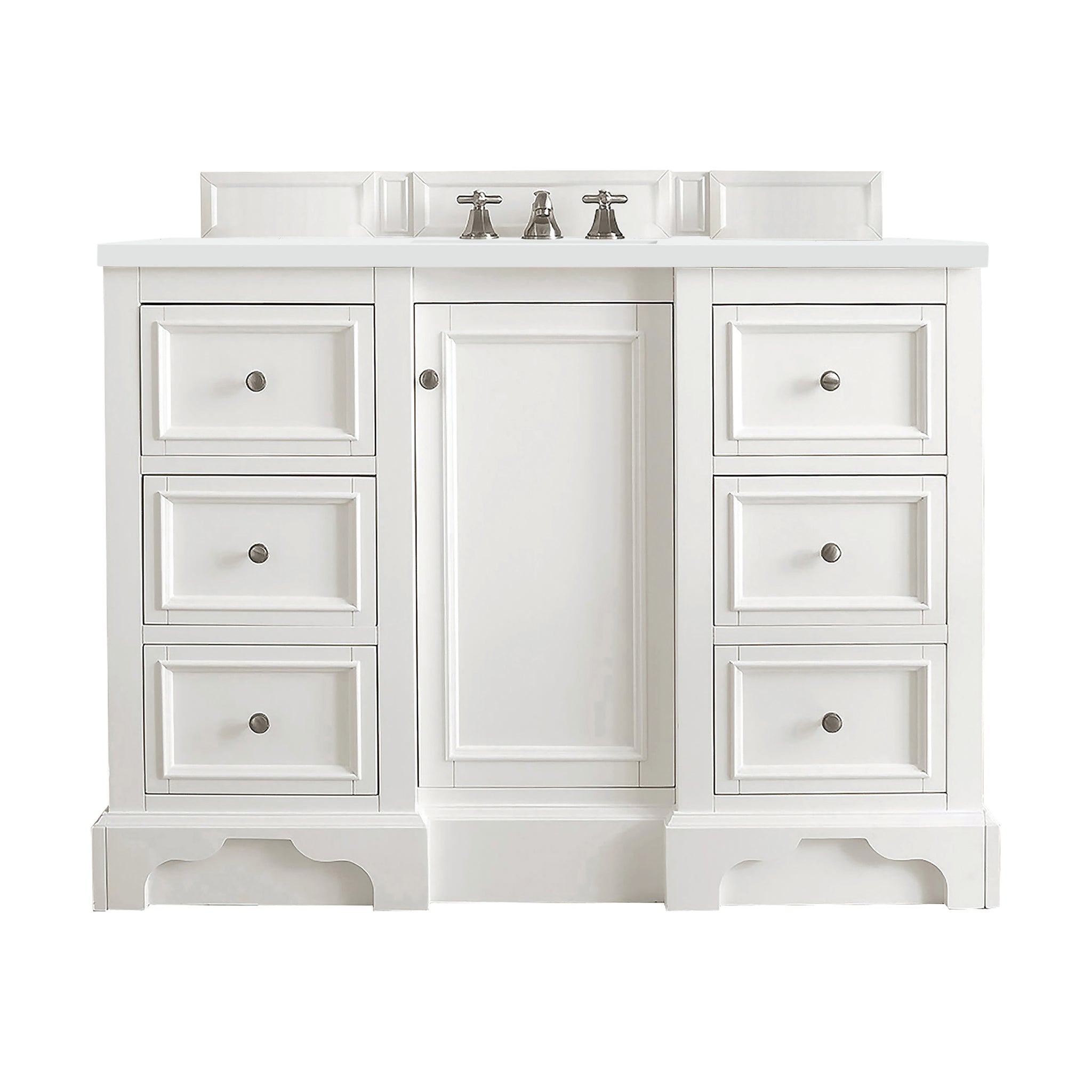 James Martin De Soto 48" Single Bathroom Vanity, Bright White with White Zeus countertop