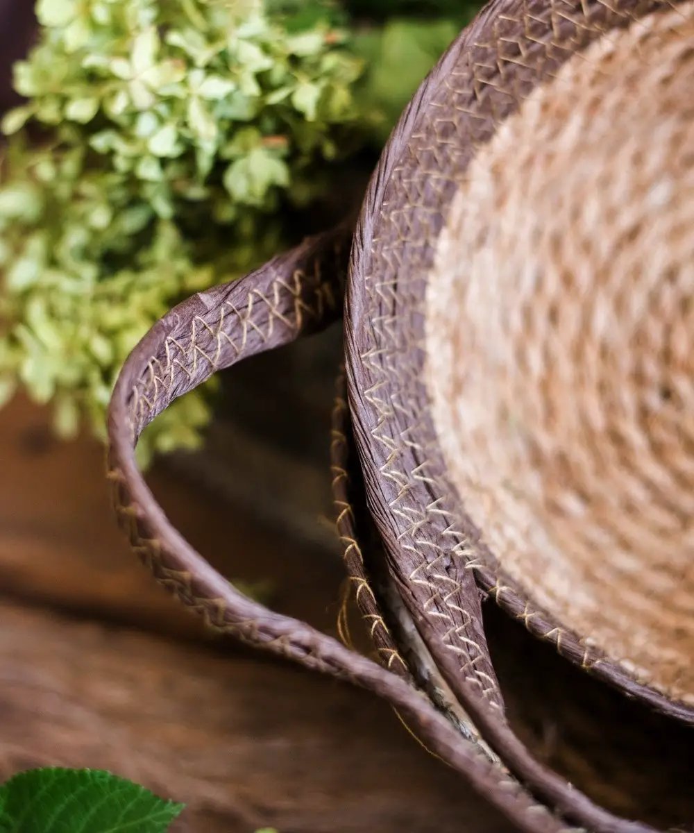 Khaki Brown Straw Basket with Handles by RusticReach