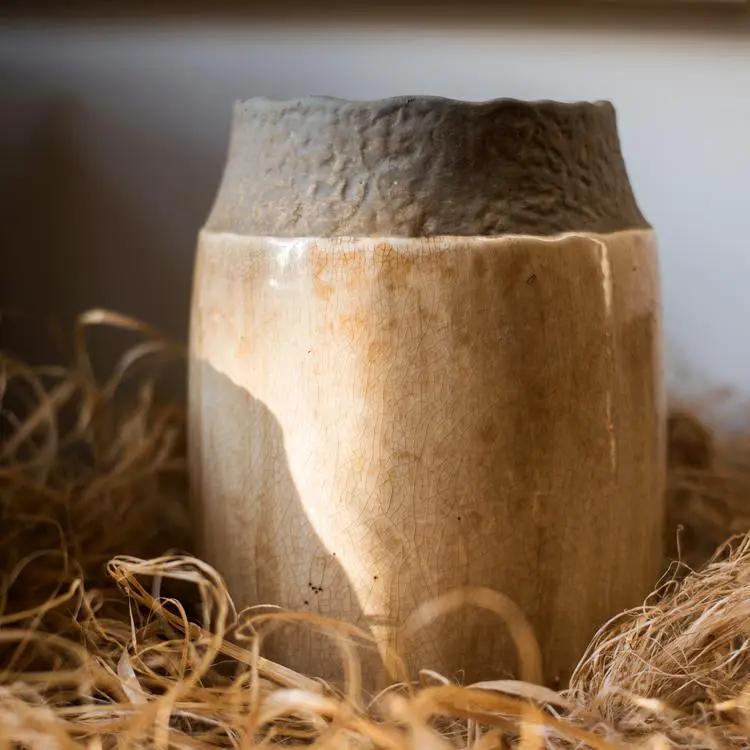 Khaki Coarse Pottery Jar by RusticReach