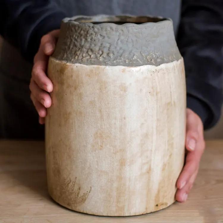 Khaki Coarse Pottery Jar by RusticReach