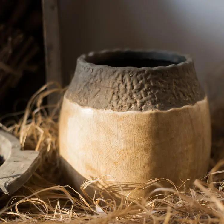Khaki Coarse Pottery Jar by RusticReach