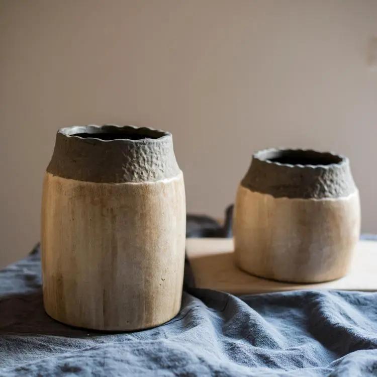 Khaki Coarse Pottery Jar by RusticReach