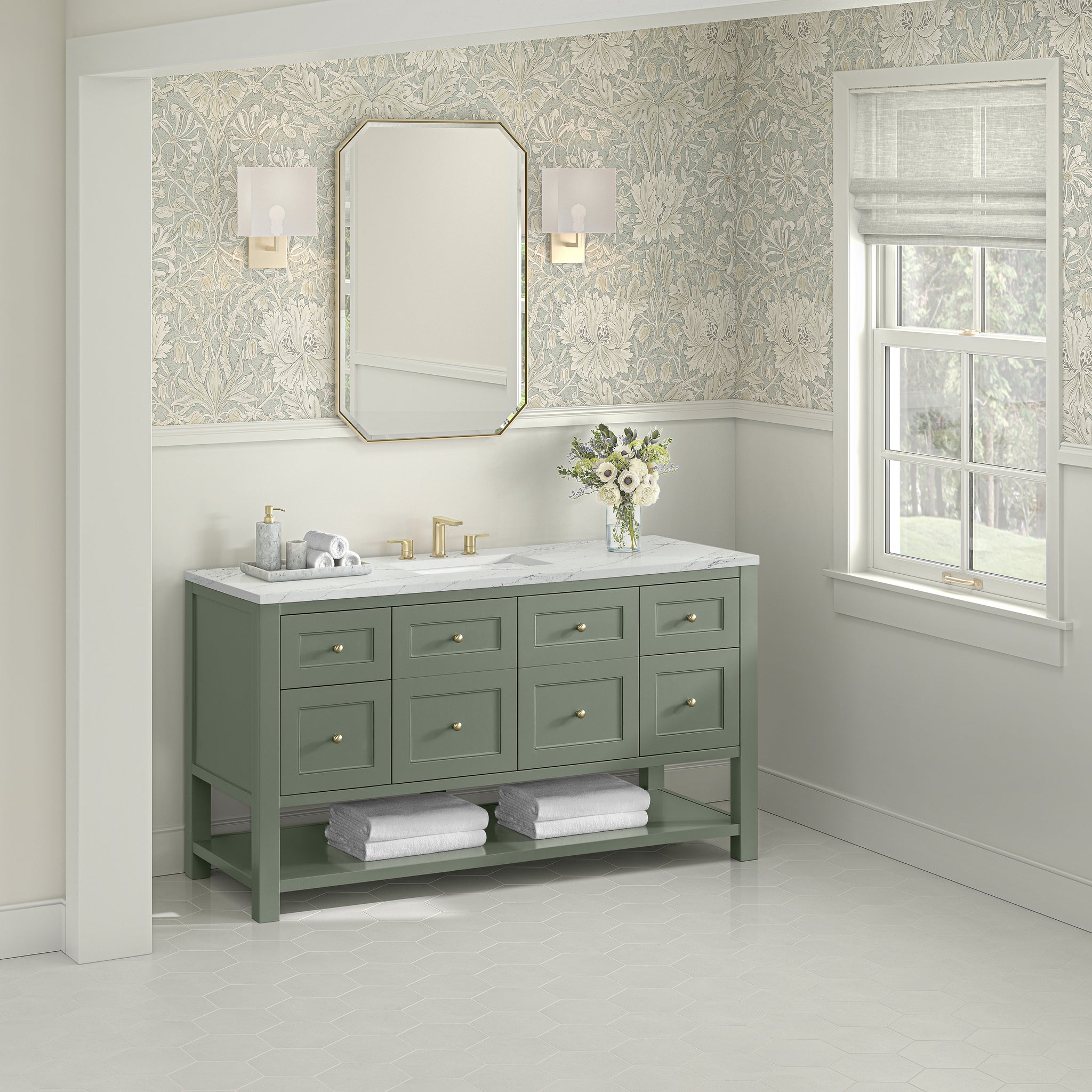 James Martin Breckenridge 60" Single Bathroom Vanity, Smokey Celadon, view 37