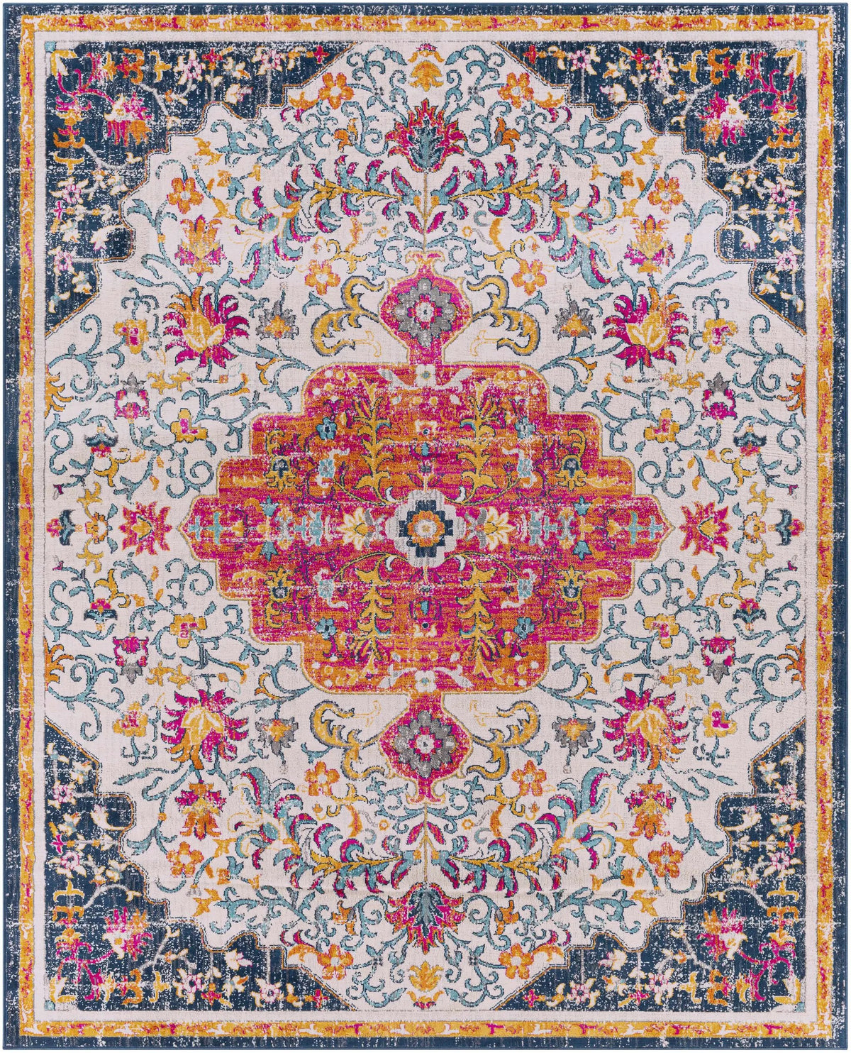 Kialla Magenta & Burnt Orange Area Rug, photo 10 of 11