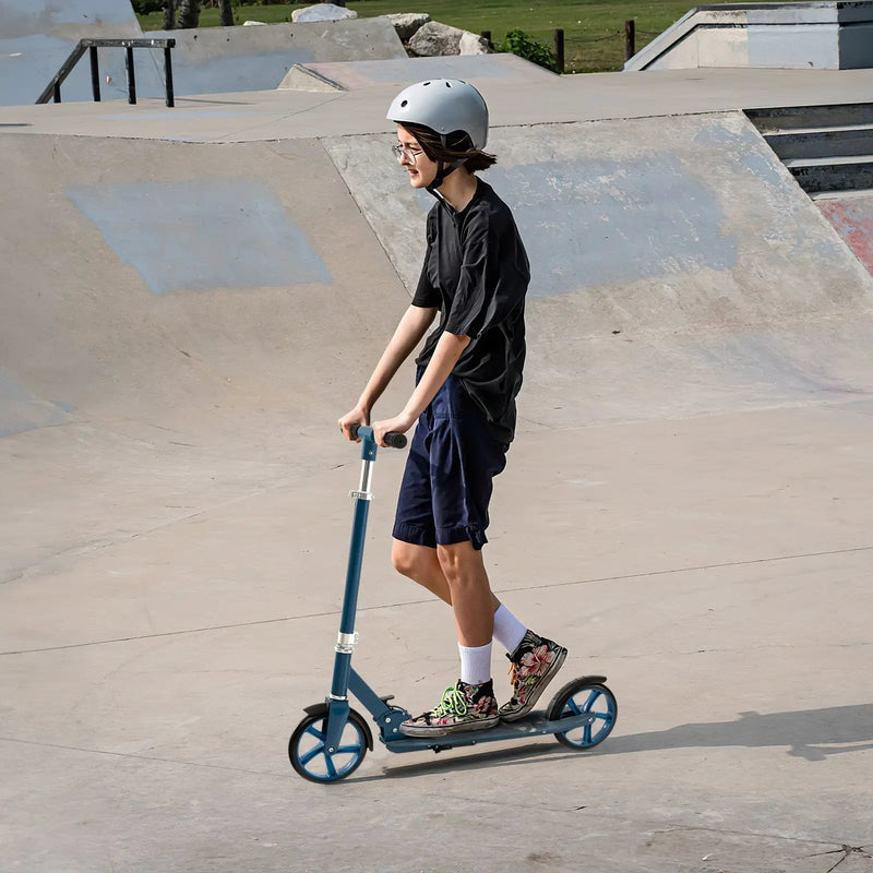 Folding Aluminum Alloy Scooter with 3 Adjustable Heights-Blue by DirectDeals