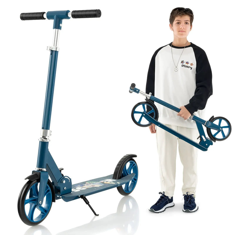Folding Aluminum Alloy Scooter with 3 Adjustable Heights-Blue by DirectDeals