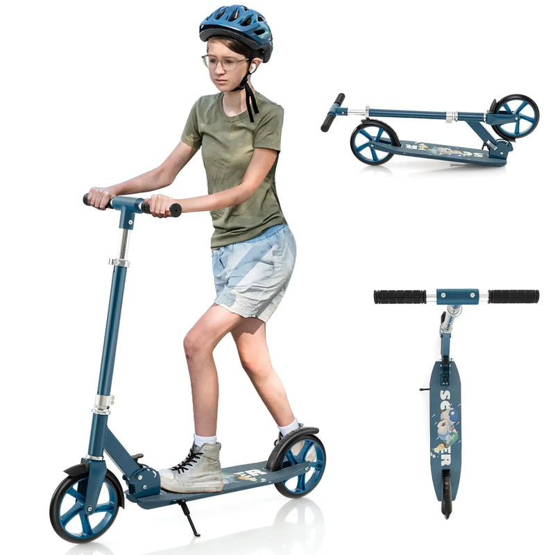 Folding Aluminum Alloy Scooter with 3 Adjustable Heights-Blue by DirectDeals