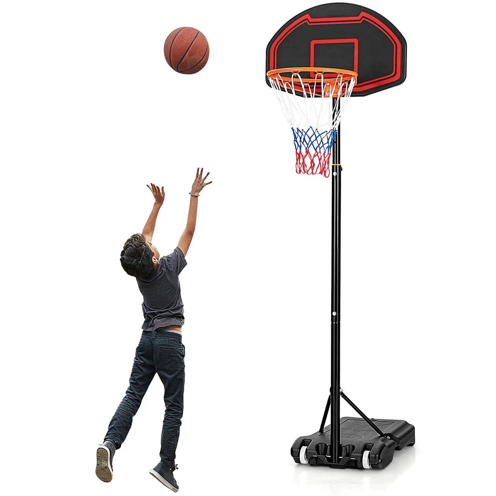 Adjustable Kids' Basketball Hoop Stand with Durable Net and Wheel by DirectDeals