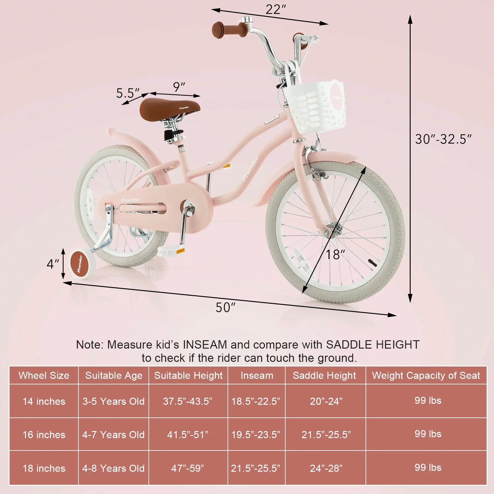 Children Bicycle with Front Handbrake and Rear Coaster Brake-Pink by DirectDeals