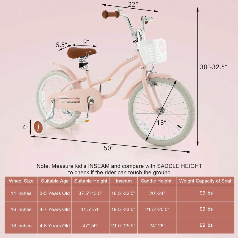 Children Bicycle with Front Handbrake and Rear Coaster Brake-Pink by DirectDeals