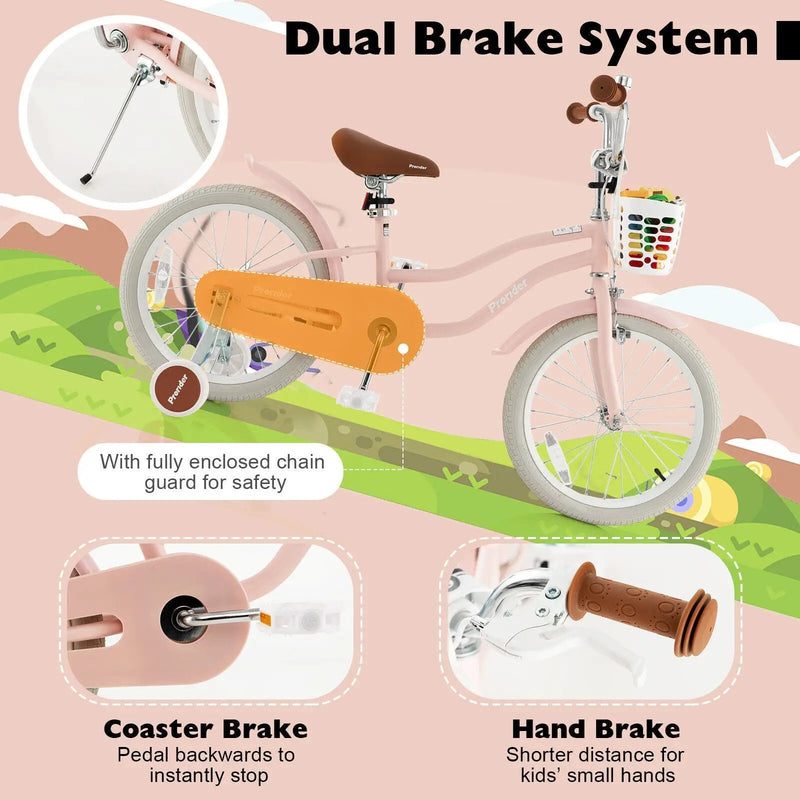 Children Bicycle with Front Handbrake and Rear Coaster Brake-Pink by DirectDeals