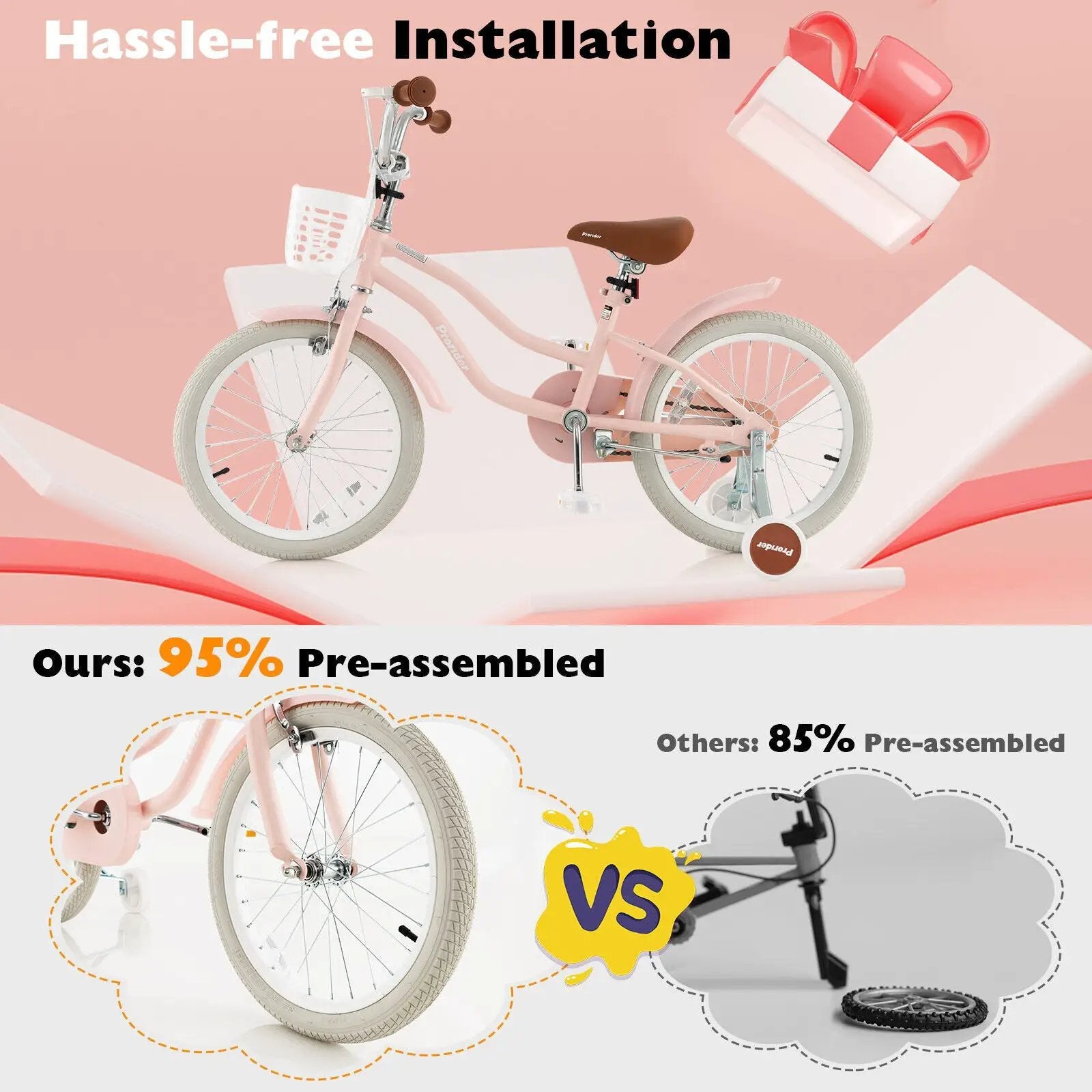 Children Bicycle with Front Handbrake and Rear Coaster Brake-Pink by DirectDeals