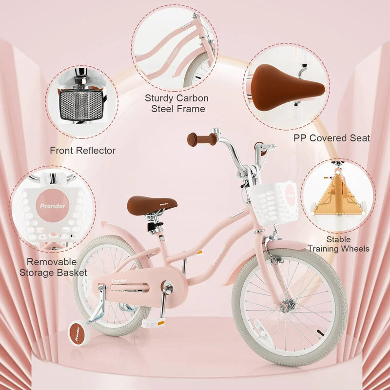 Children Bicycle with Front Handbrake and Rear Coaster Brake-Pink by DirectDeals