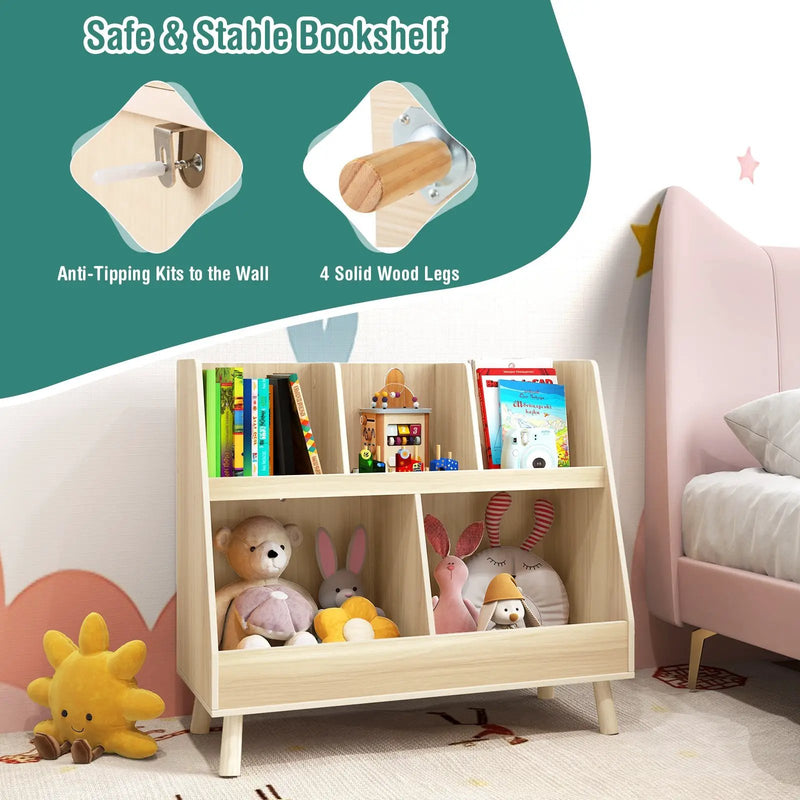 5-Cube Kids Bookshelf and Toy Organizer with Anti-Tipping Kits by DirectDeals