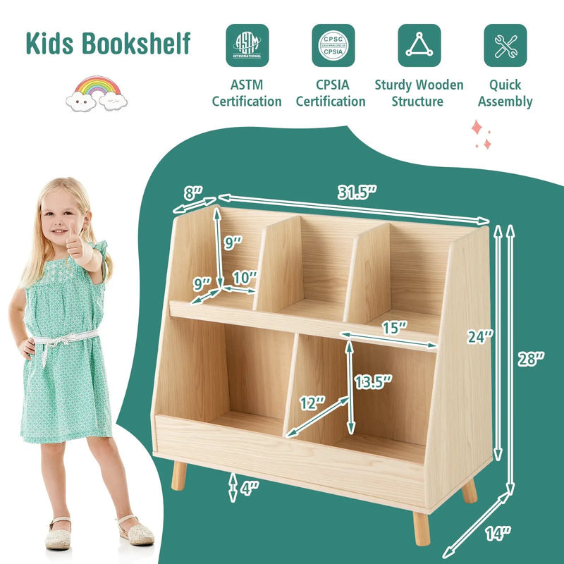 5-Cube Kids Bookshelf and Toy Organizer with Anti-Tipping Kits by DirectDeals
