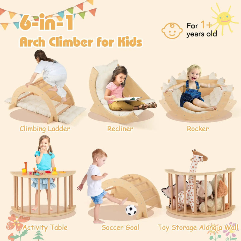 Kids Climbing Arch with Cushion Montessori Arch Climber/Rocker for Toddlers by DirectDeals