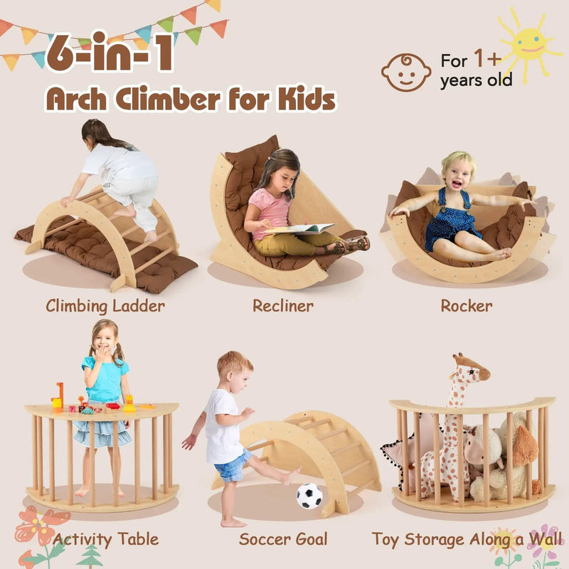 Kids Climbing Arch with Cushion Montessori Arch Climber/Rocker for Toddlers by DirectDeals