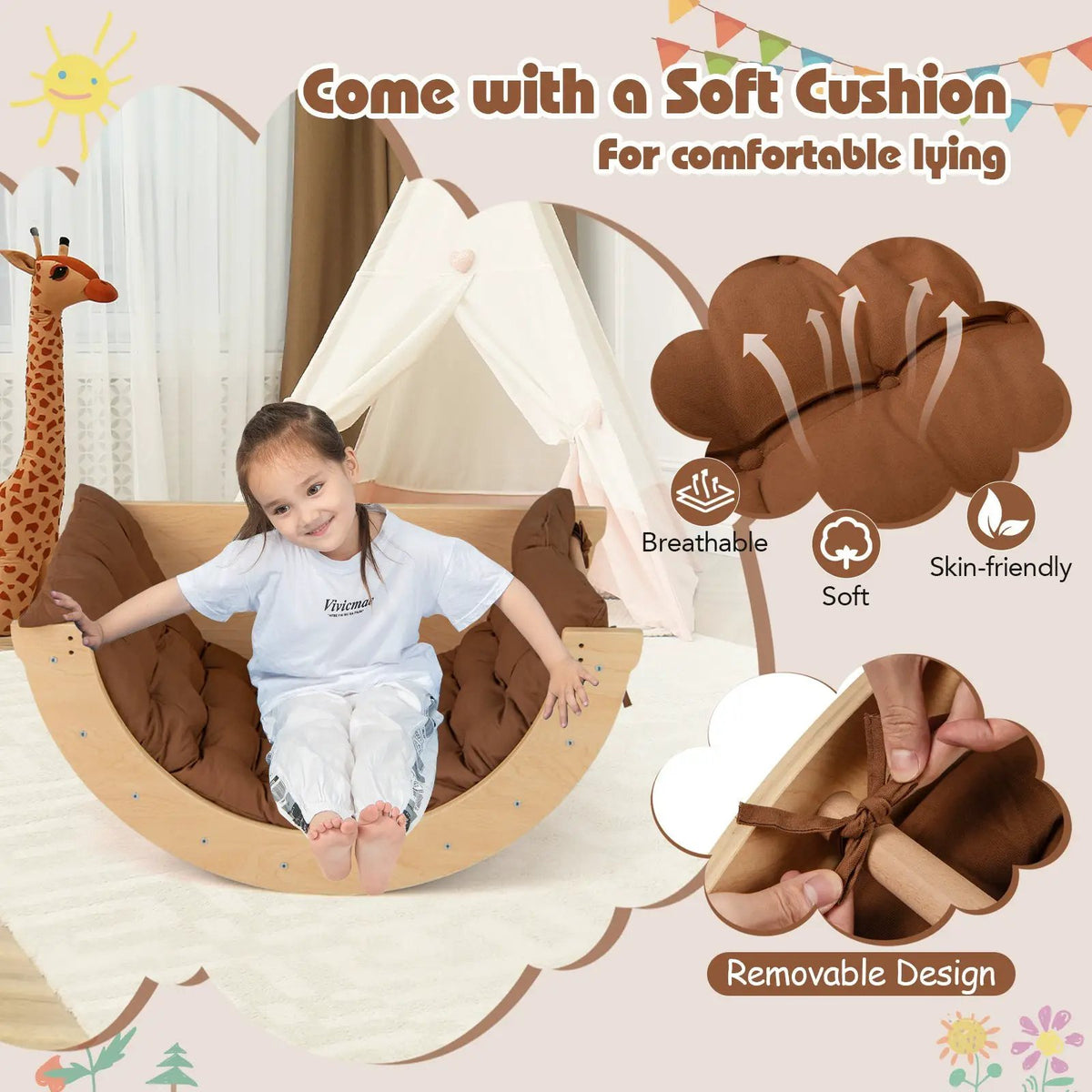 Kids Climbing Arch with Cushion Montessori Arch Climber/Rocker for Toddlers, photo 13 of 16