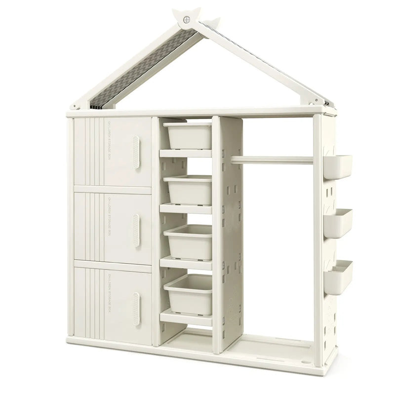 Kids Costume Storage Closet with Storage Bins and Shelves and Side Baskets for Kids Room by DirectDeals