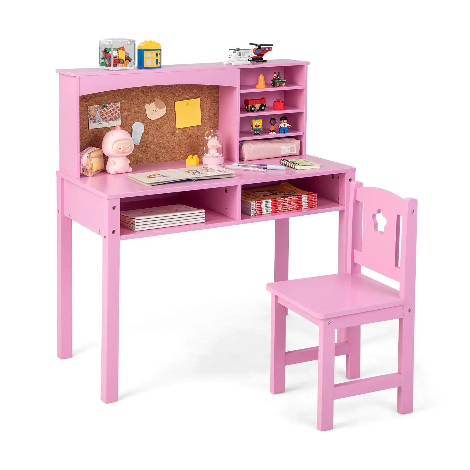 Kids Desk and Chair Set with Hutch and Bulletin Board for 3+ Kids by DirectDeals