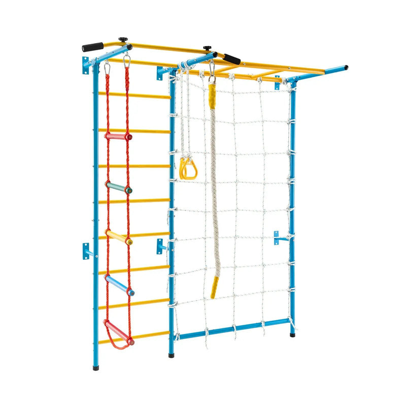 7 In 1 Kids Indoor Gym Playground Swedish Wall Ladder for Solid Wall-Yellow by DirectDeals