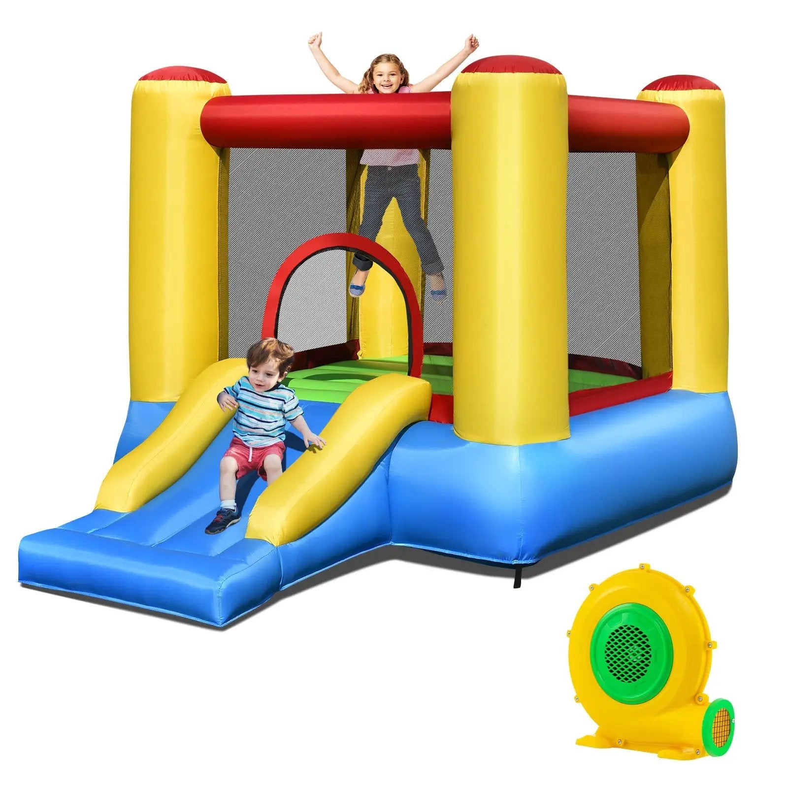 Kids Inflatable Bounce House with Slide and 480W blower by DirectDeals