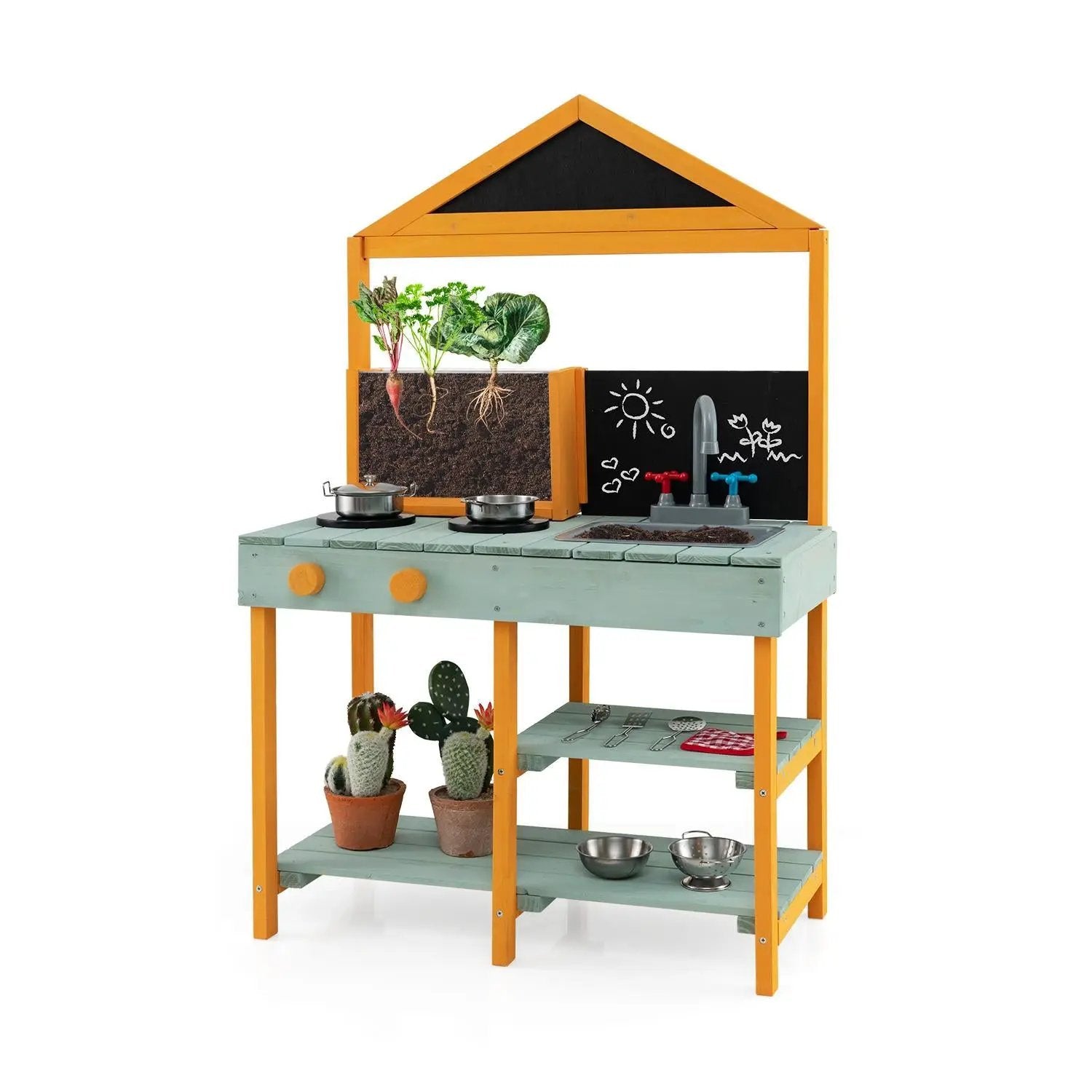 Kids Kitchen Playset with Root Viewer Planter and Rotatable Faucet by DirectDeals