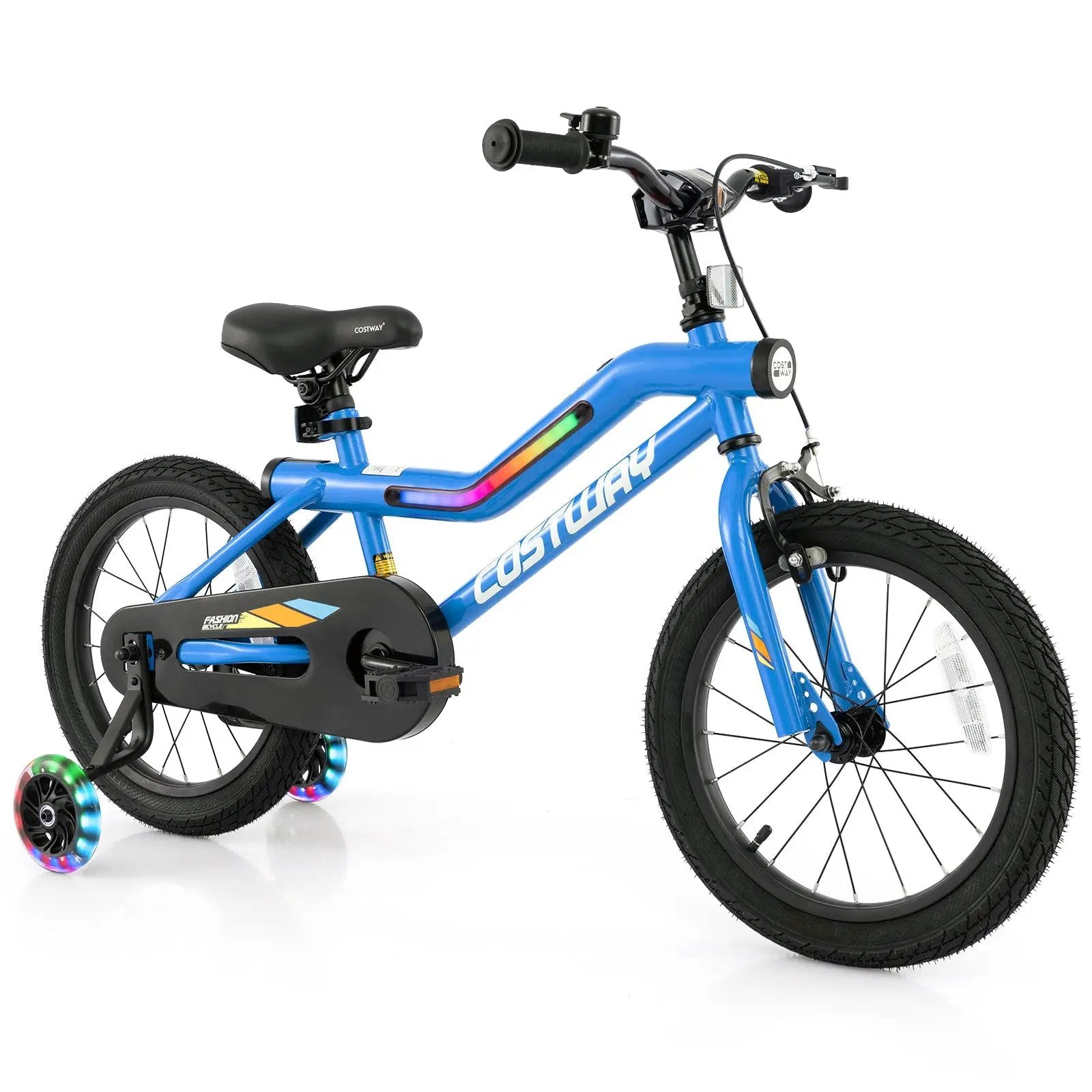 18 Inch Kids Bike LED Lighted Adjustable with Training Wheels for 4-8 Years Old Kids-18 inches by DirectDeals