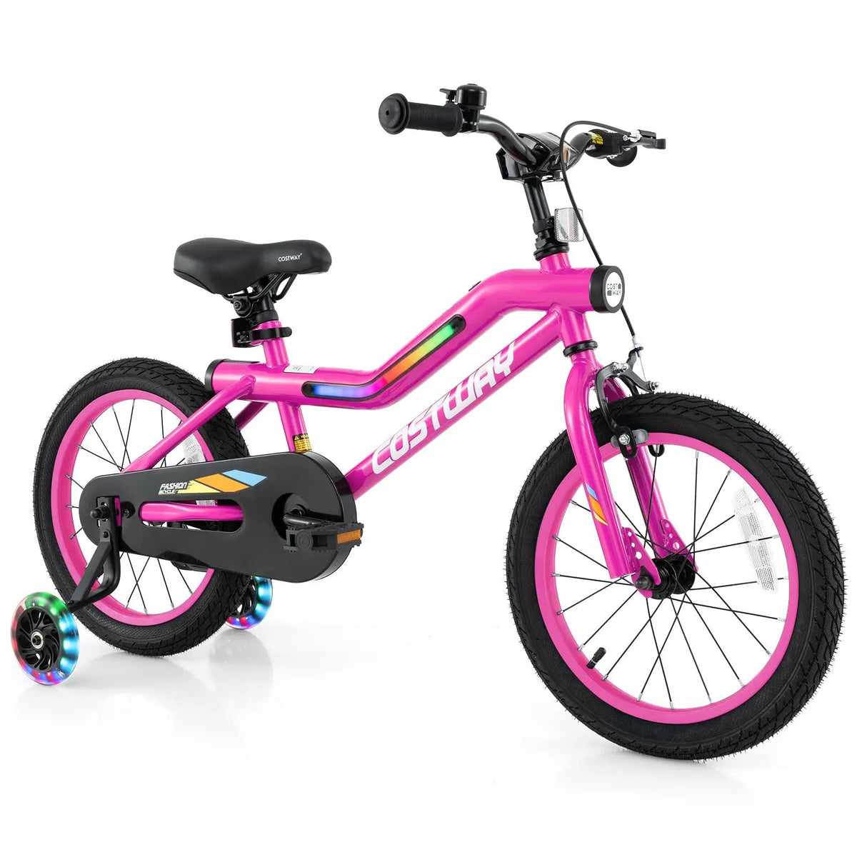 18 Inch LED Lighted Kids Bike with Training Wheels and Headlight for Ages 4-8 Years-18 inches, photo 3 of 9