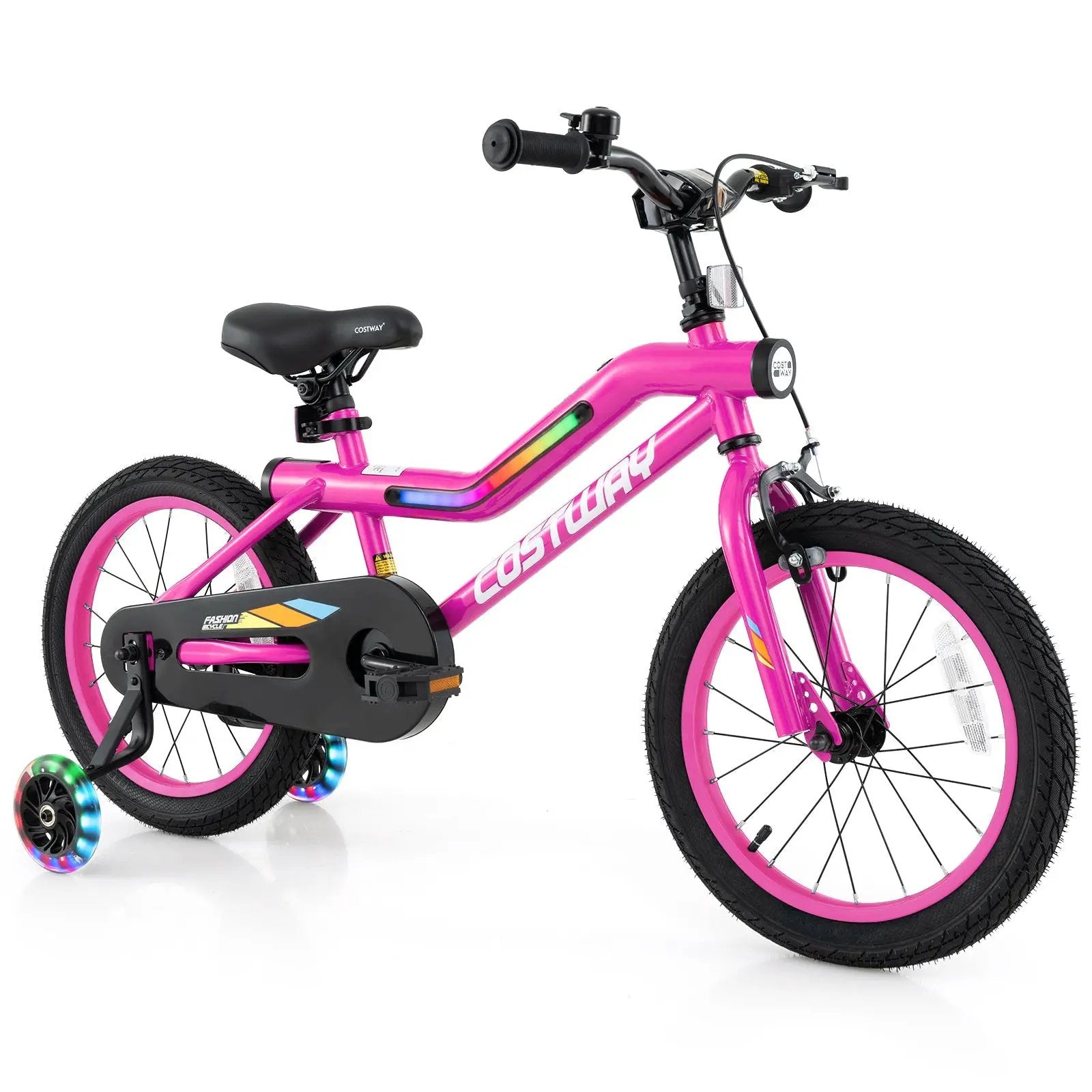 18 Inch LED Lighted Kids Bike with Training Wheels and Headlight for Ages 4-8 Years-18 inches by DirectDeals